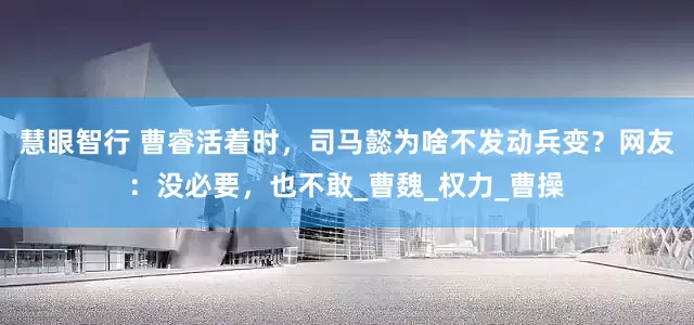 慧眼智行 曹睿活着时，司马懿为啥不发动兵变？网友：没必要，也不敢_曹魏_权力_曹操