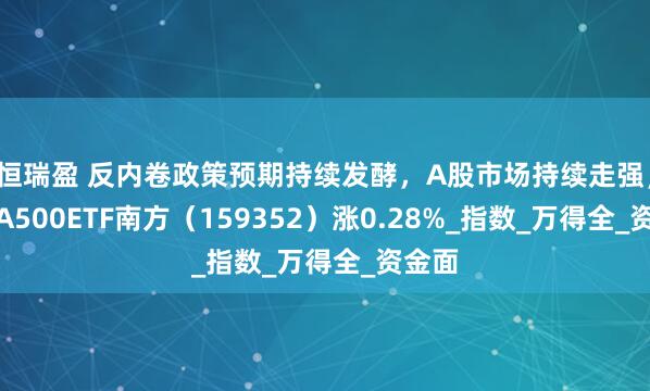 恒瑞盈 反内卷政策预期持续发酵，A股市场持续走强，中证A500ETF南方（159352）涨0.28%_指数_万得全_资金面