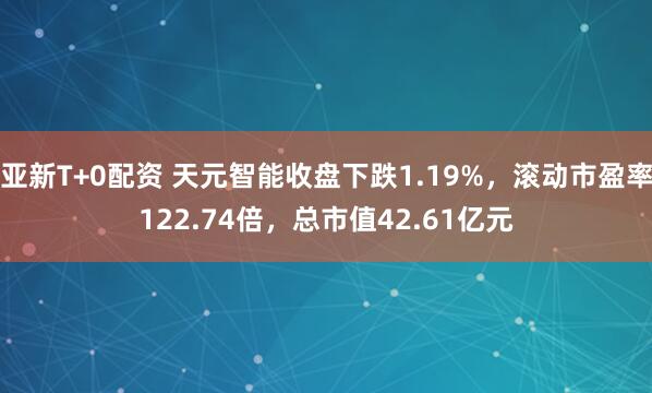 亚新T+0配资 天元智能收盘下跌1.19%，滚动市盈率122.74倍，总市值42.61亿元